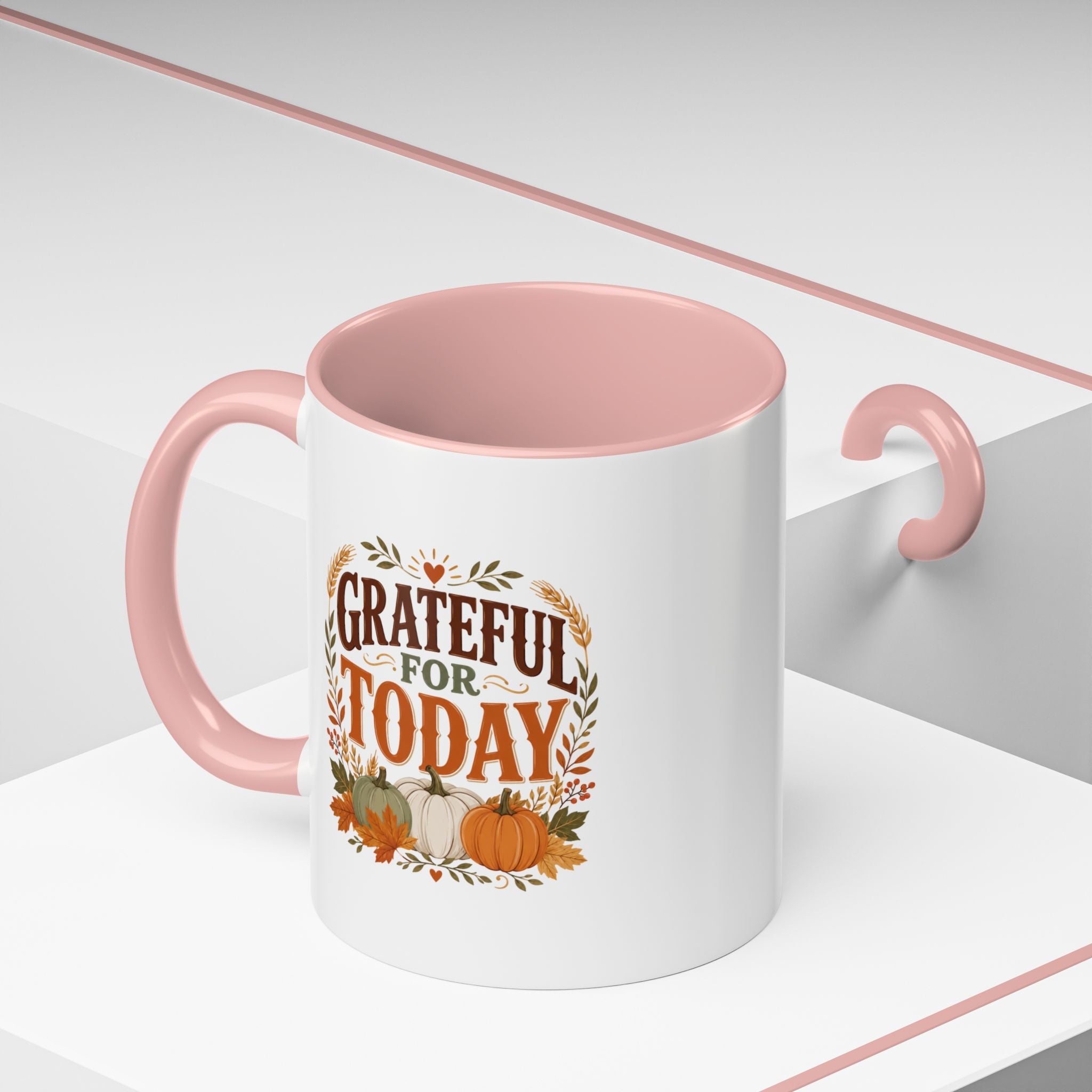 Thanksgiving Mug Grateful For Today Coffee Mug — Thanksgiving Pumpkin Fall Ceramic Accent Mug