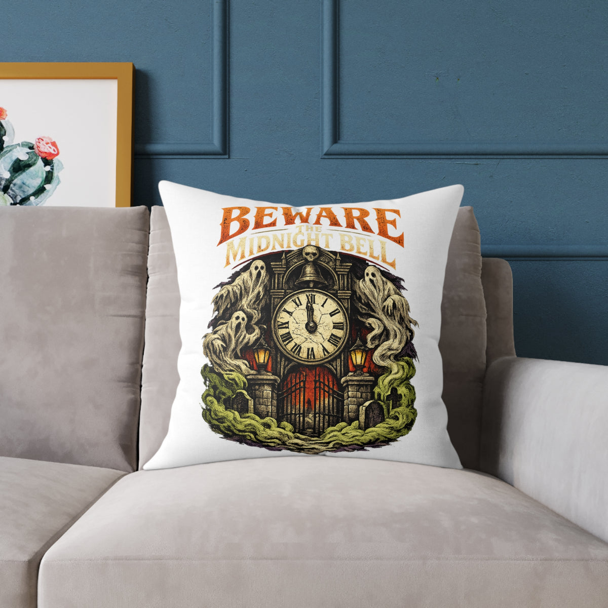 Halloween Beware Of Midnight Square Poly Canvas Pillow