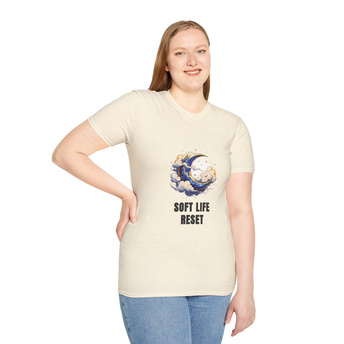 Soft Life Reset T-Shirt — Crescent Moon Cloud Graphic Tee - Trending Now - August 2026