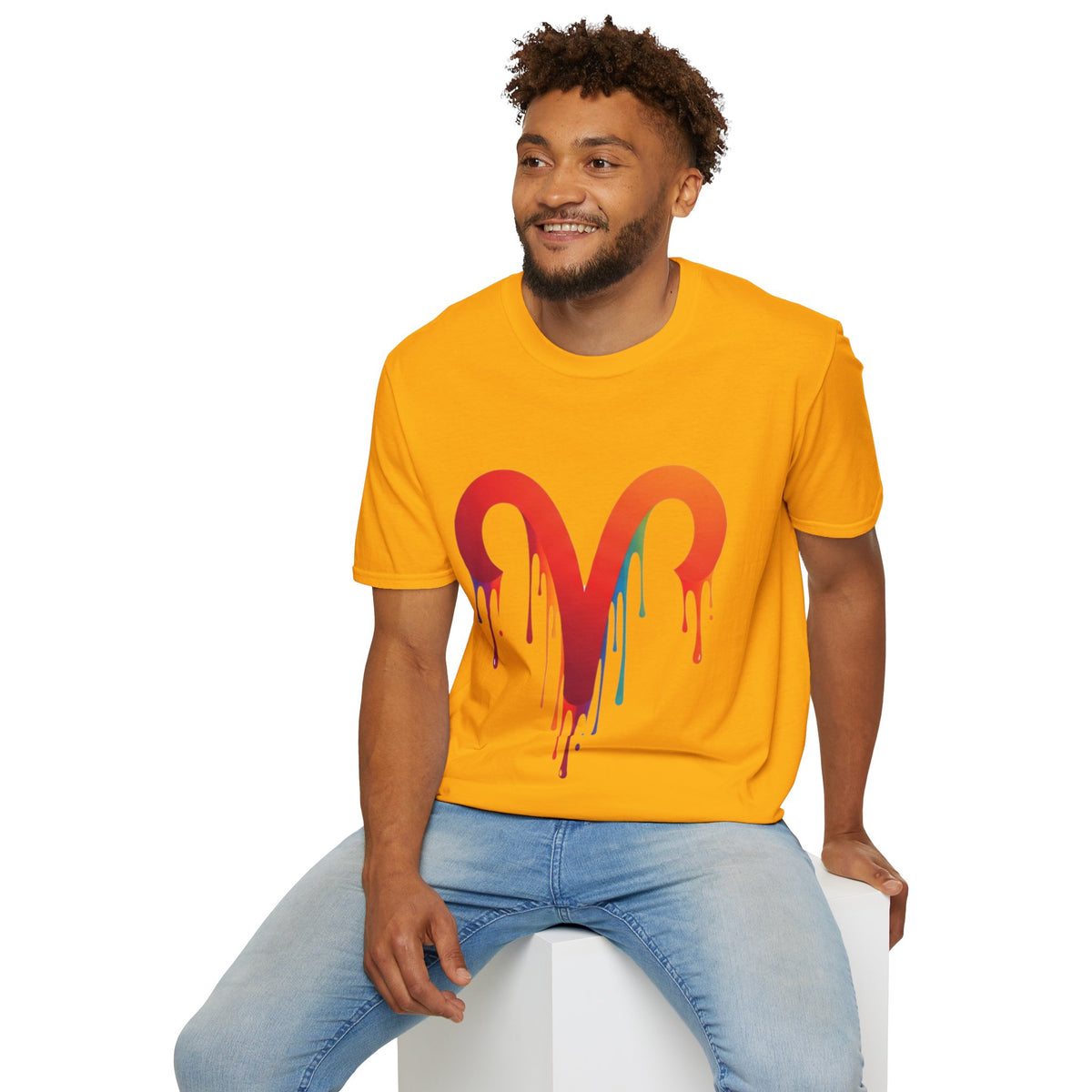 Aries Rainbow Drip T-Shirt — Colorful Dripping Zodiac Graphic Tee