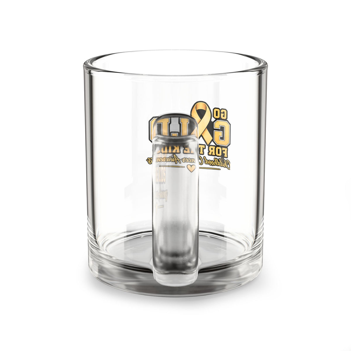 Go Gold For The Kids 10oz Glass Mug — Childhood Cancer Awareness Ribbon