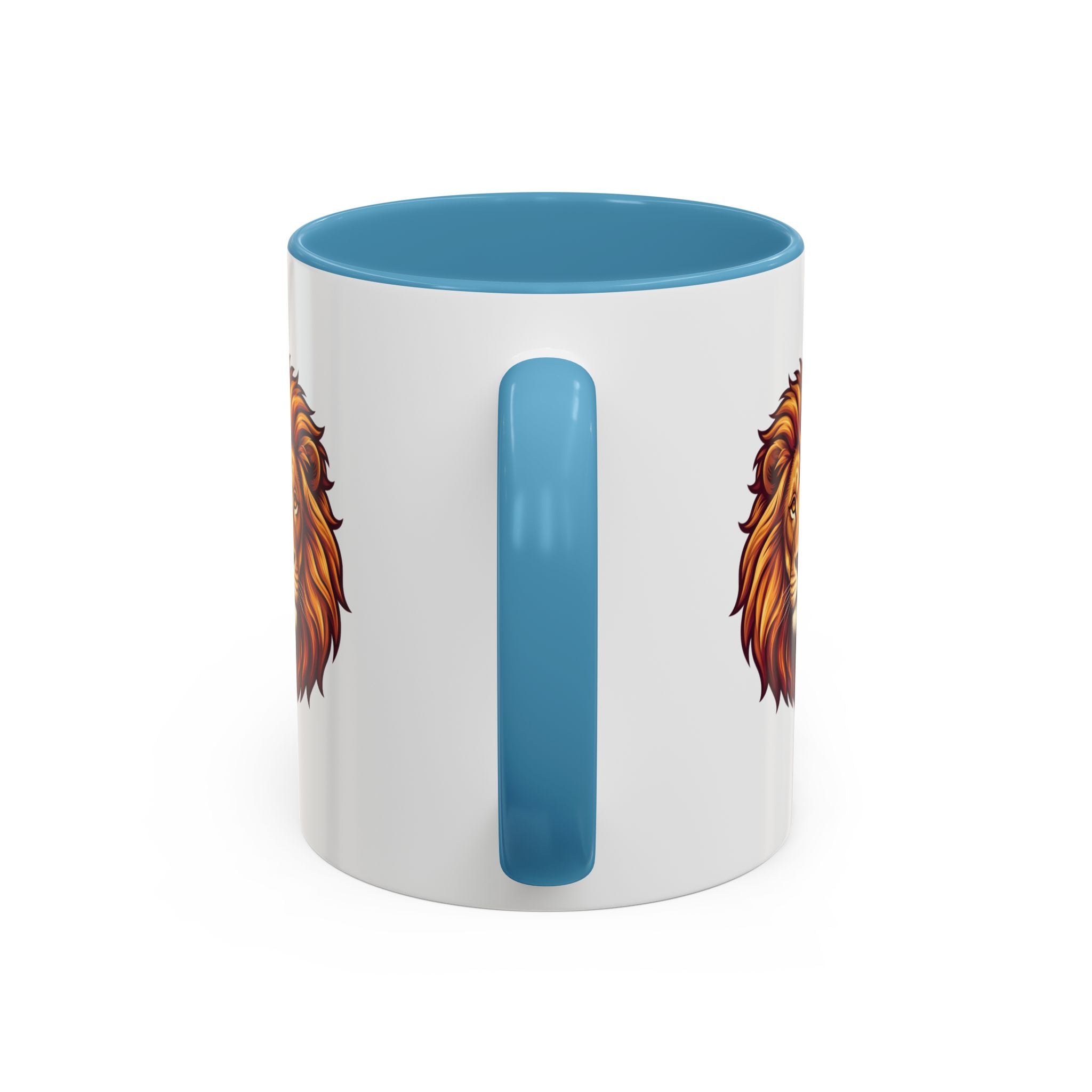 Lion Head Accent Coffee Mug — Bold Tribal Lion Face Design,