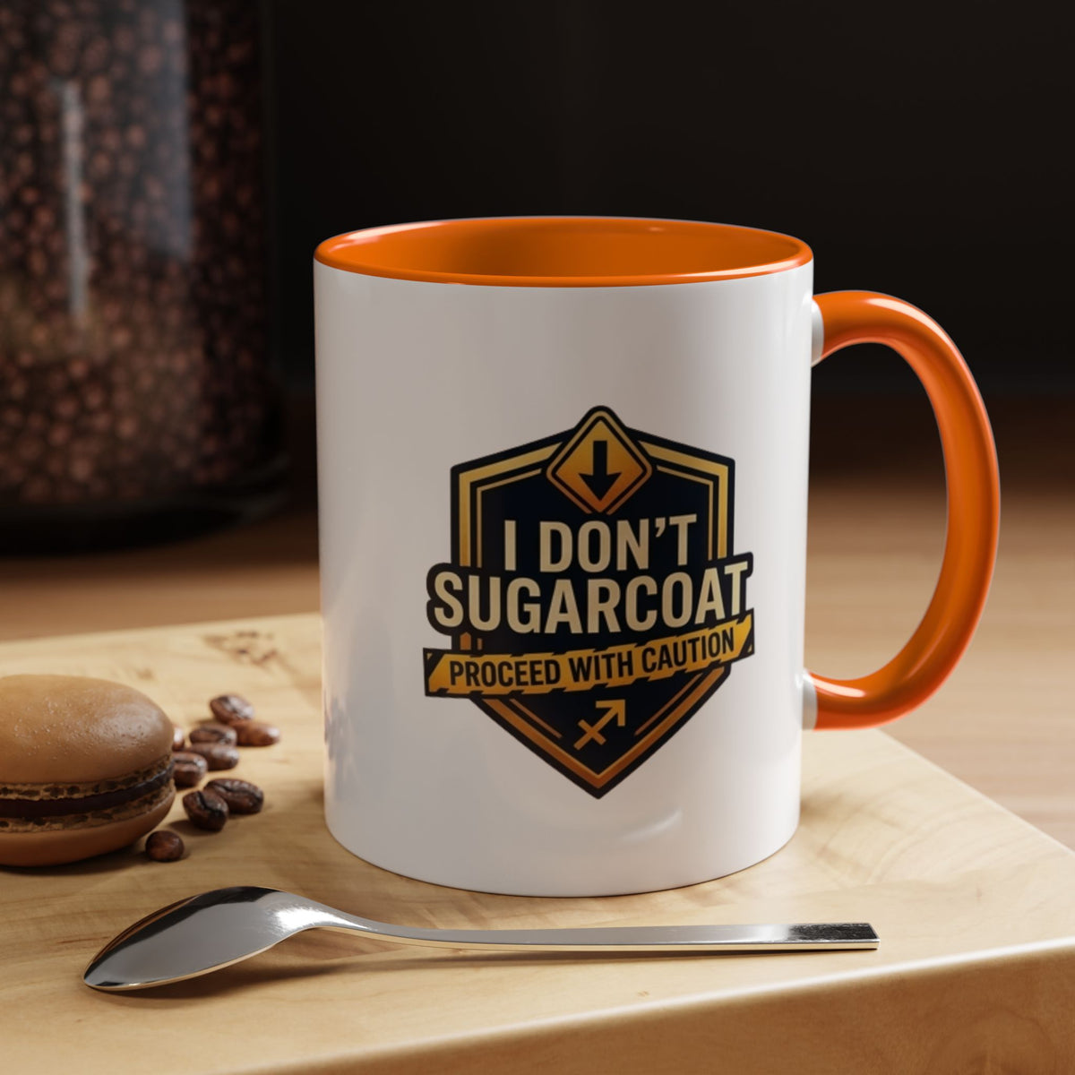 Sagittarius I Don't Sugarcoat Coffee Mug — Bold 'Proceed With Caution' Accent Mug