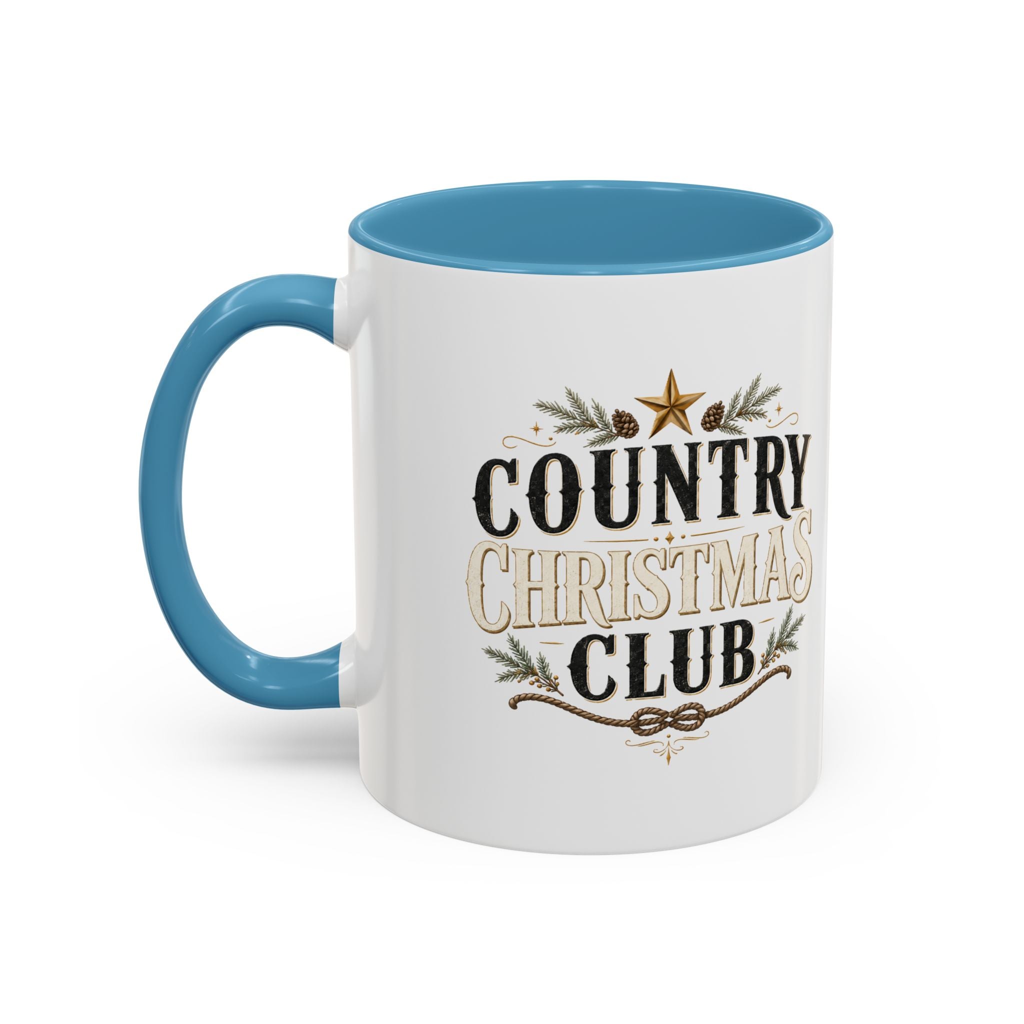 Christmas Country Christmas Club Accent Coffee Mug — Festive Rustic Holiday Coffee Cup