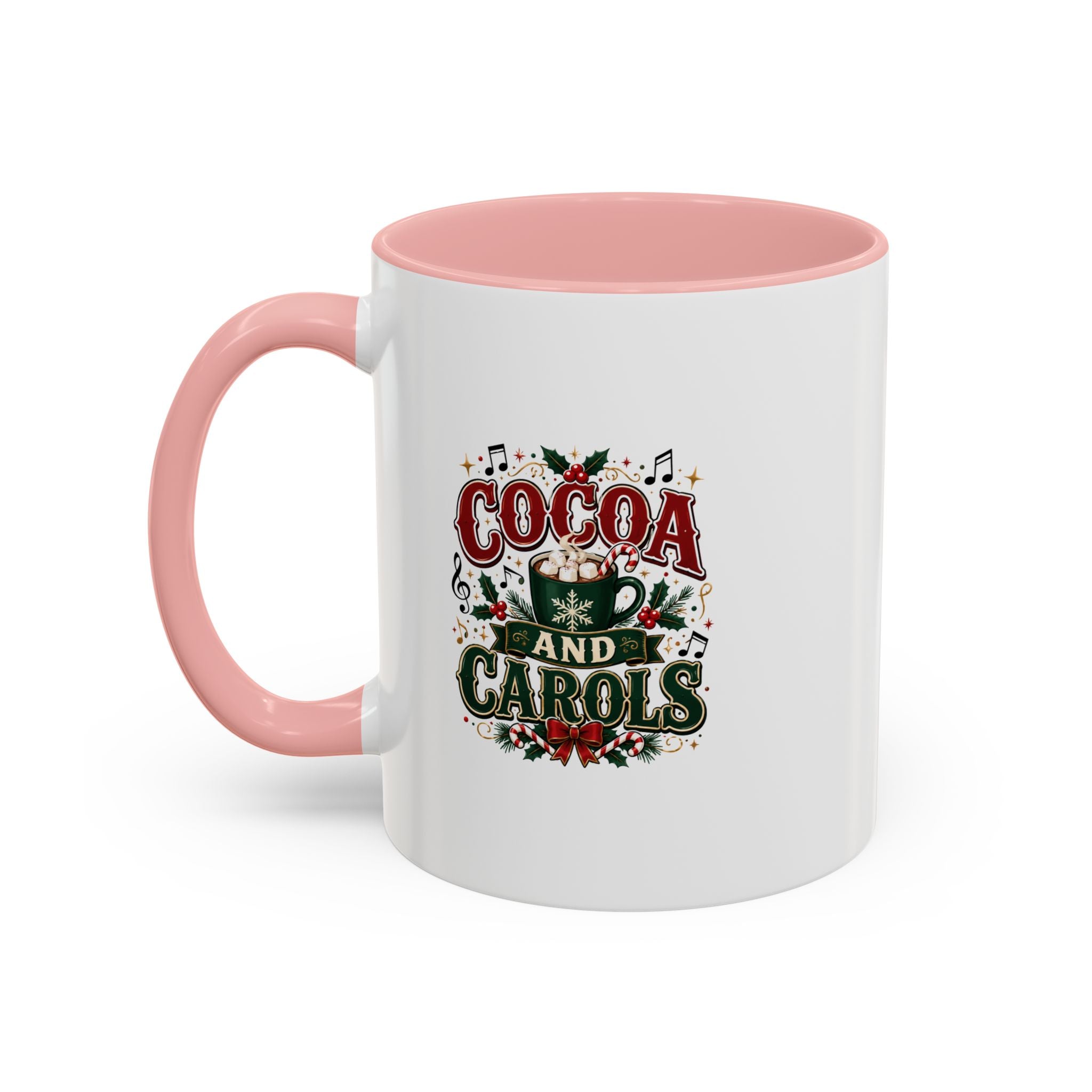 Cocoa and Carols Accent Coffee Mug — Holiday Christmas Cocoa Mug