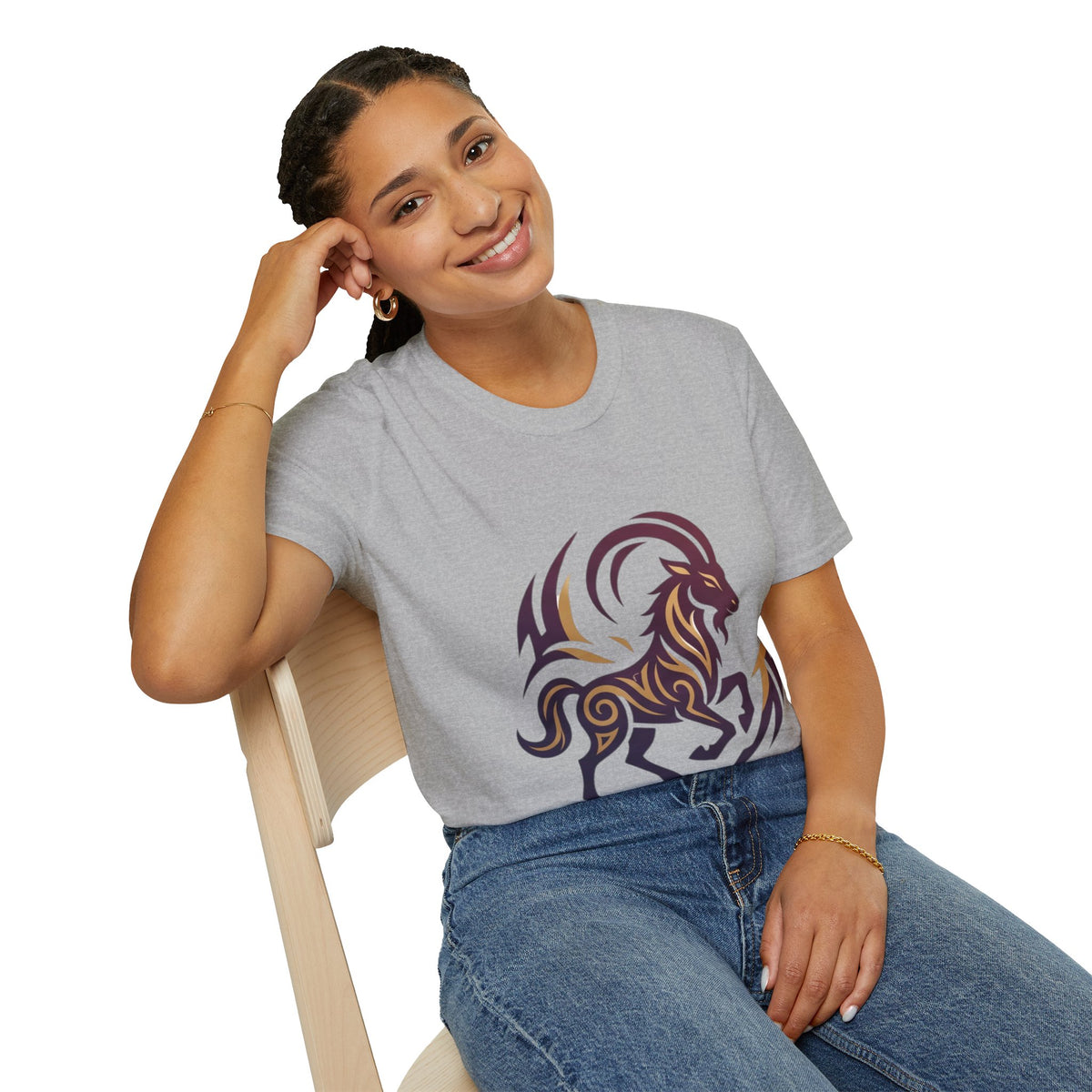 Capricorn Goat Tribal Graphic T-Shirt — Bold Goat Illustration Tee