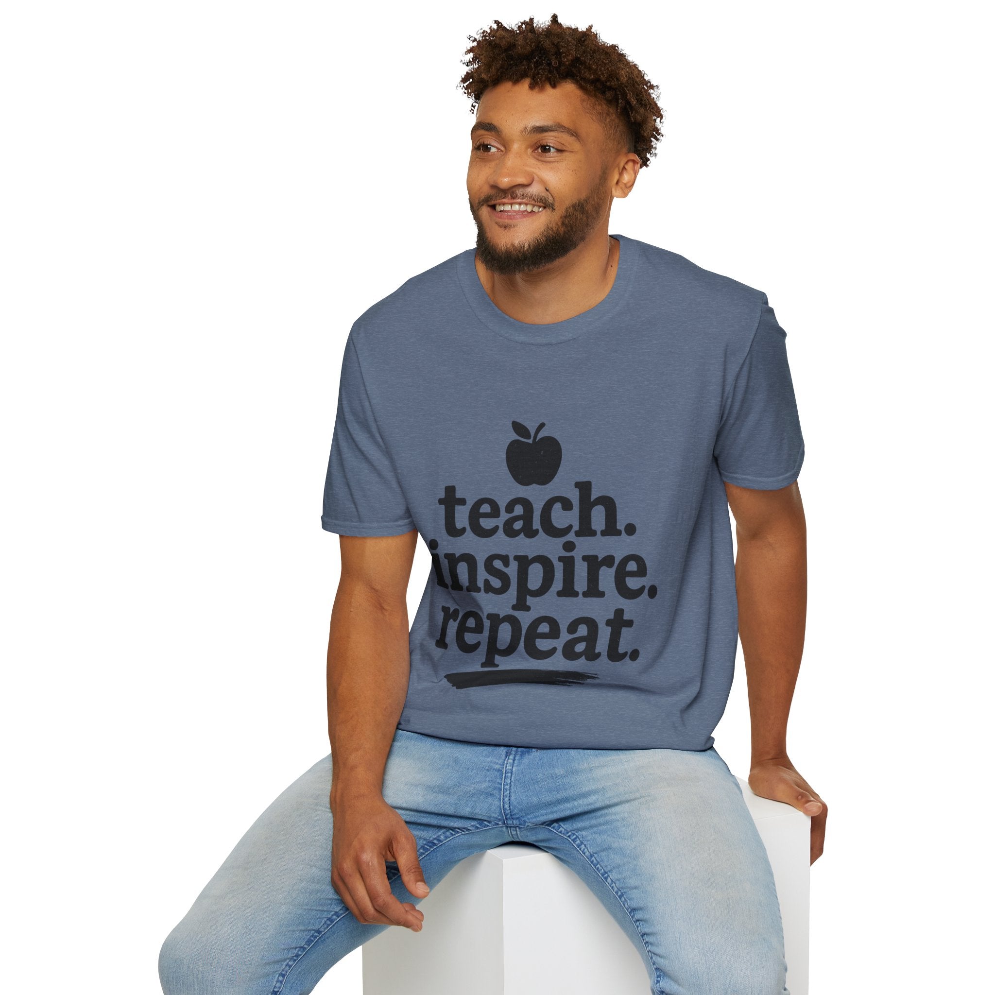 Teach. Inspire. Repeat. T‑Shirt — Teacher Apple Graphic Tee - Trending Now - August 2026 Trends - Everyday T-Shirt