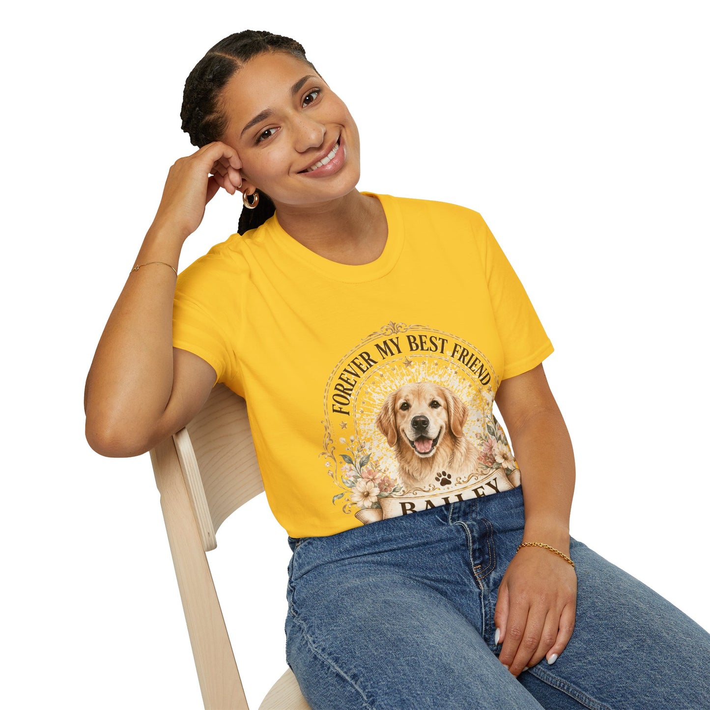 Forever My Best Friend Dog T-Shirt — Personalized Pet Name Golden Retriever Tee