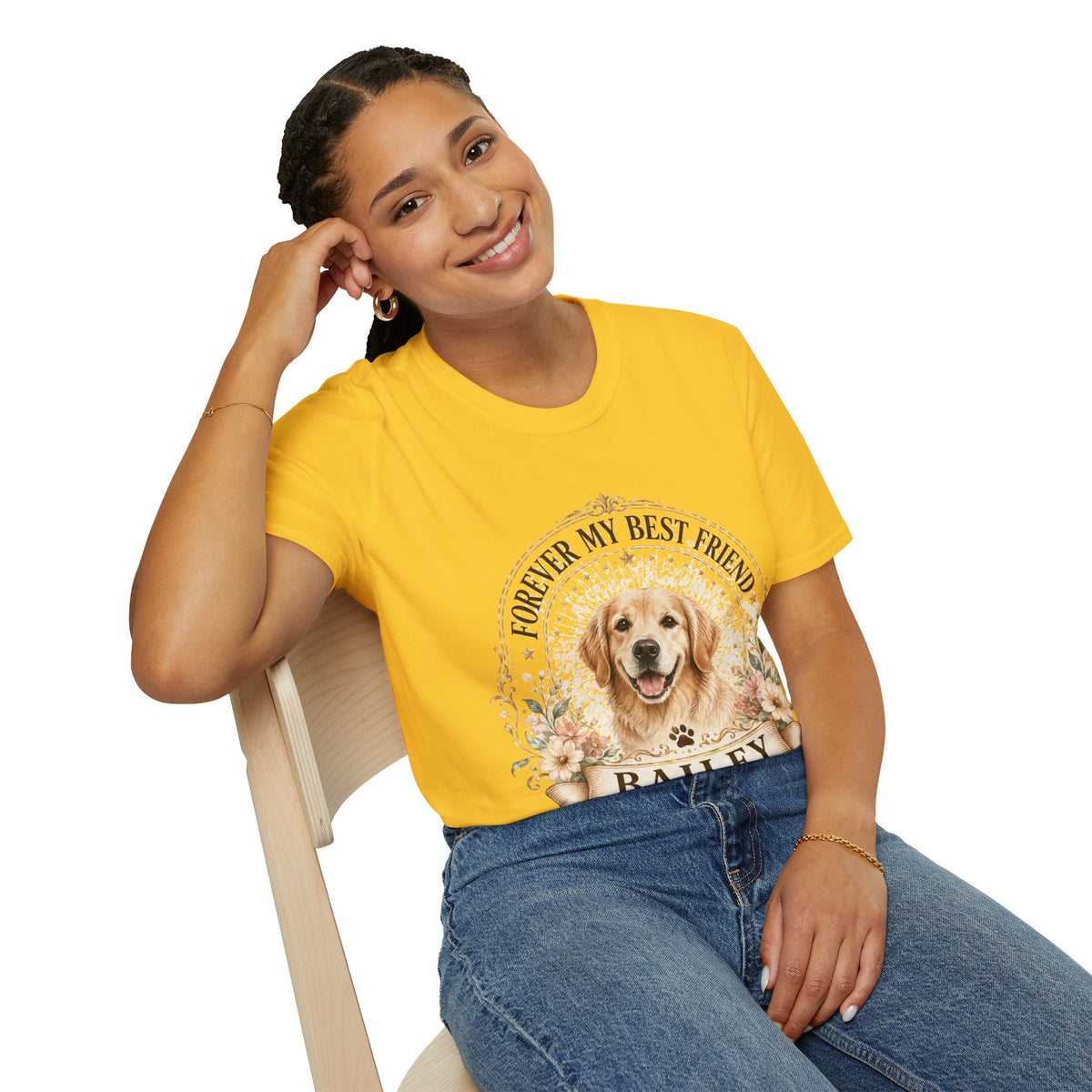 Forever My Best Friend Dog T-Shirt — Personalized Pet Name Golden Retriever Tee