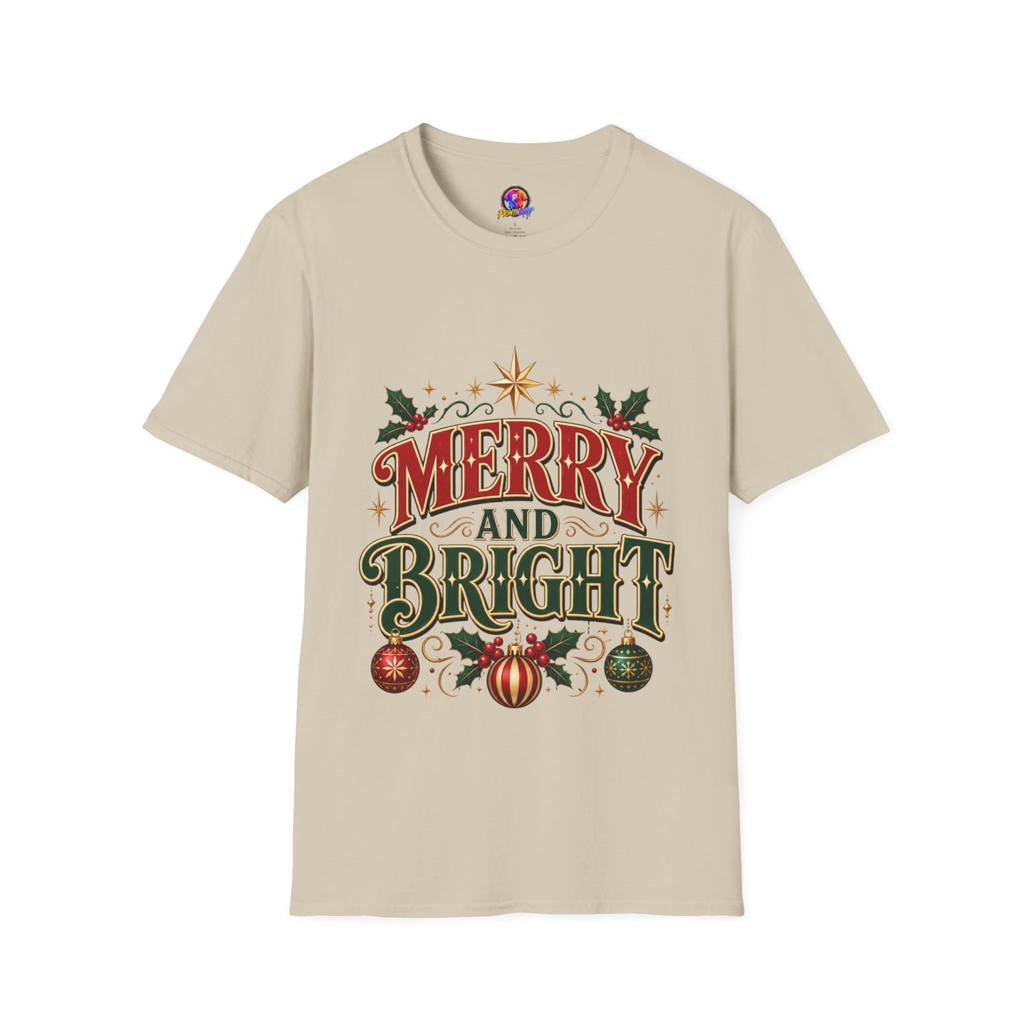 Merry and Bright T-Shirt — Festive Christmas Holiday Tee