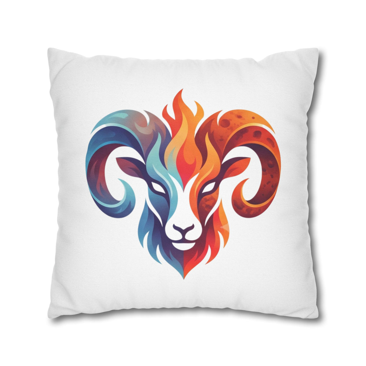 Aries Ram Flame Art Pillowcase — Colorful Zodiac Throw Pillow Cover