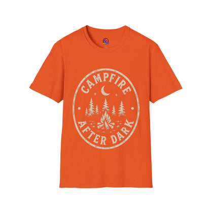 Campfire T-Shirt — 'Campfire After Dark' Vintage Moon & Trees Graphic