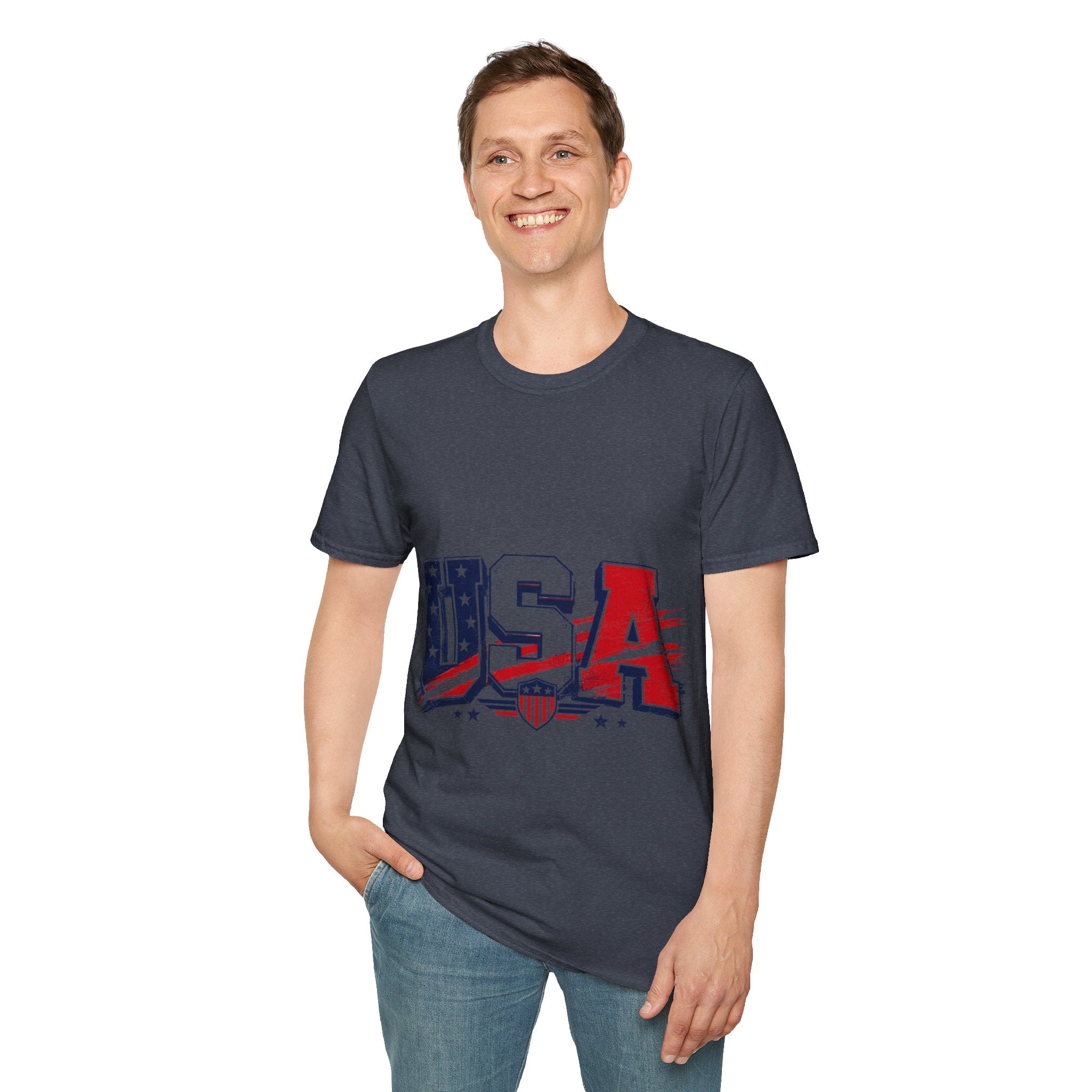 USA Flag Graphic T-Shirt — Patriotic Red White & Blue Tee