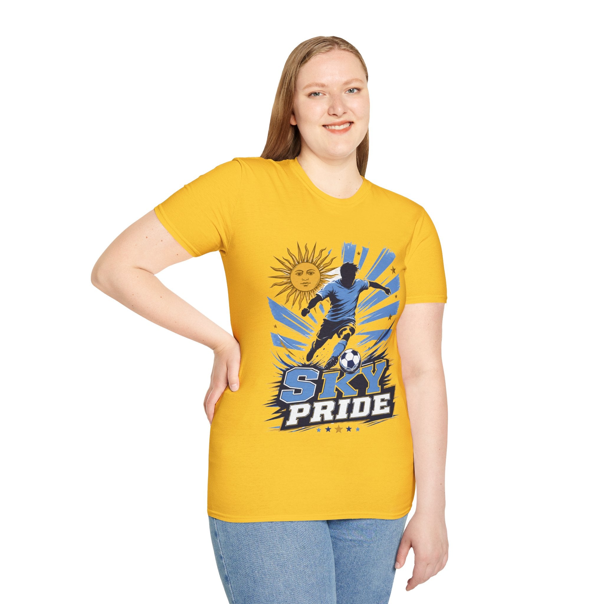 Uruguay Soccer Sky Pride T-Shirt — Argentina Sun Football Graphic Tee