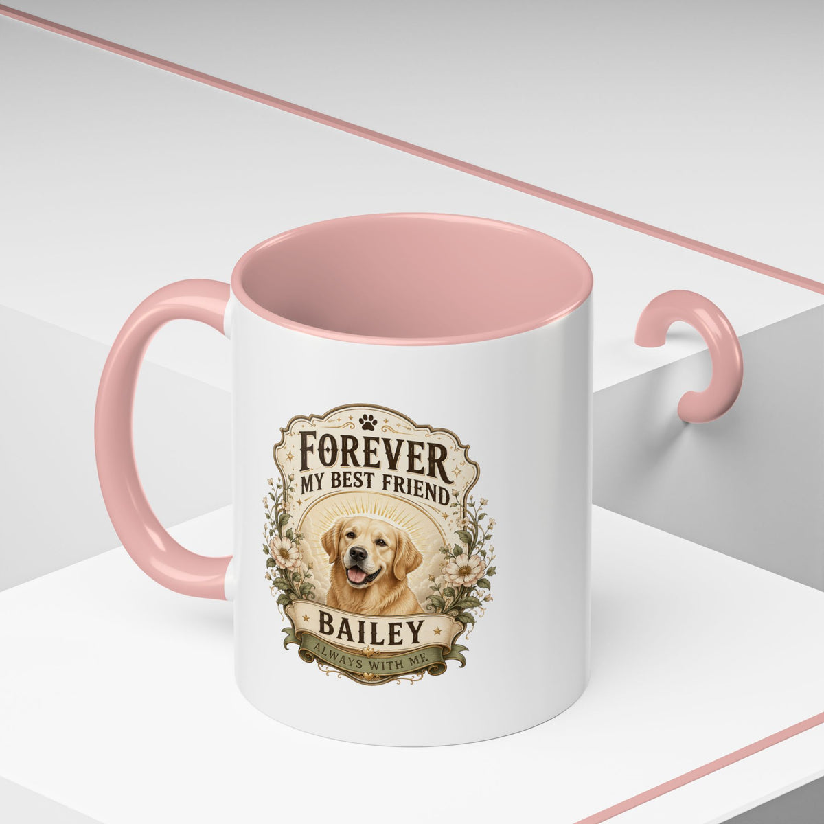 Milo Bailey Dog Dad Mom Forever My Best Friend Dog Coffee Mug — Personalized Pet Name Golden Retriever Accent Mug