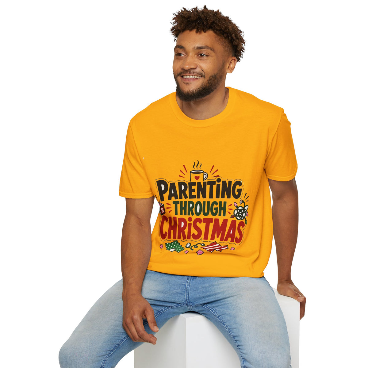 Parenting Through Christmas T-Shirt — Funny Holiday Mom Dad Tee