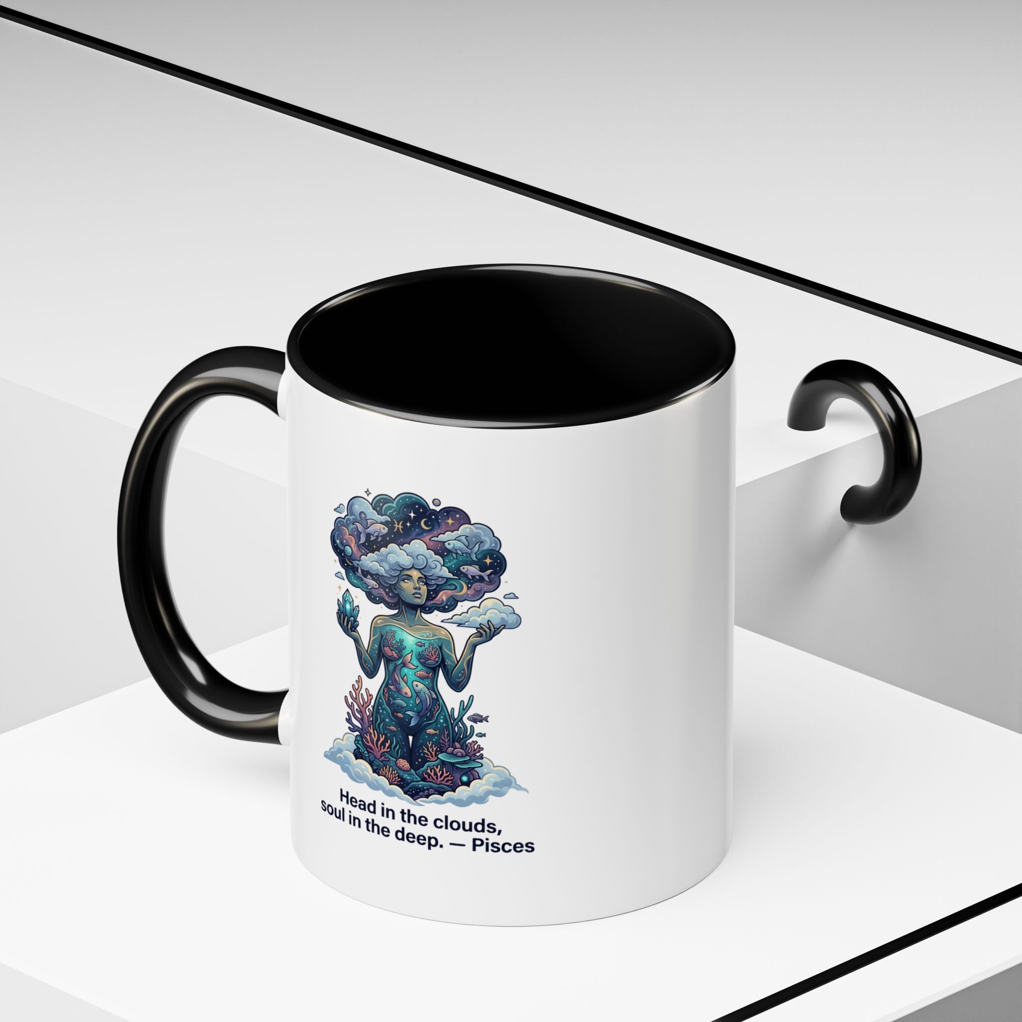 Pisces Coffee Mug — "Head in the clouds, soul in the deep" Accent Mug