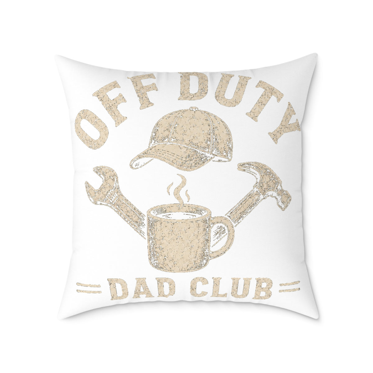 Off Duty Dad Club Throw Pillow  Milo Bailey Dog Dad Mom— Rustic Coffee & Tools Decorative Pillow