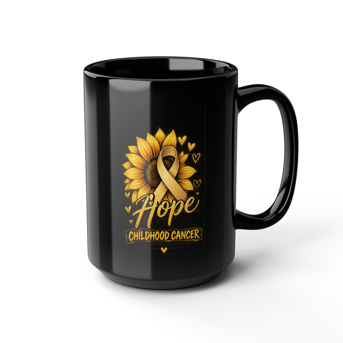 Hope Childhood Cancer Mug — Sunflower & Gold Ribbon Memorial Coffee Cup (11oz, 15oz)