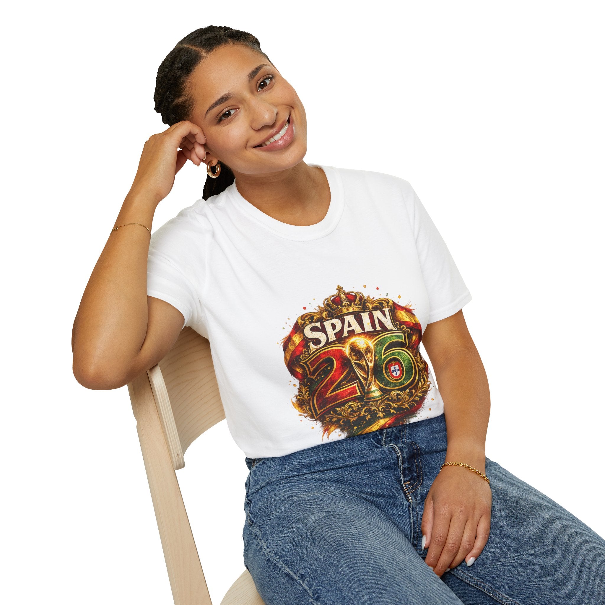 Spain 26 Graphic T-Shirt — Vintage Crowned Soccer Fan Tee
