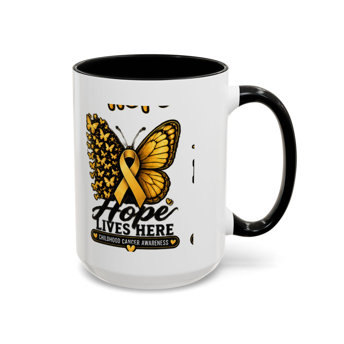 Children’s Cancer Awareness Accent Coffee Mug — "Hope Lives Here" (11/15oz)