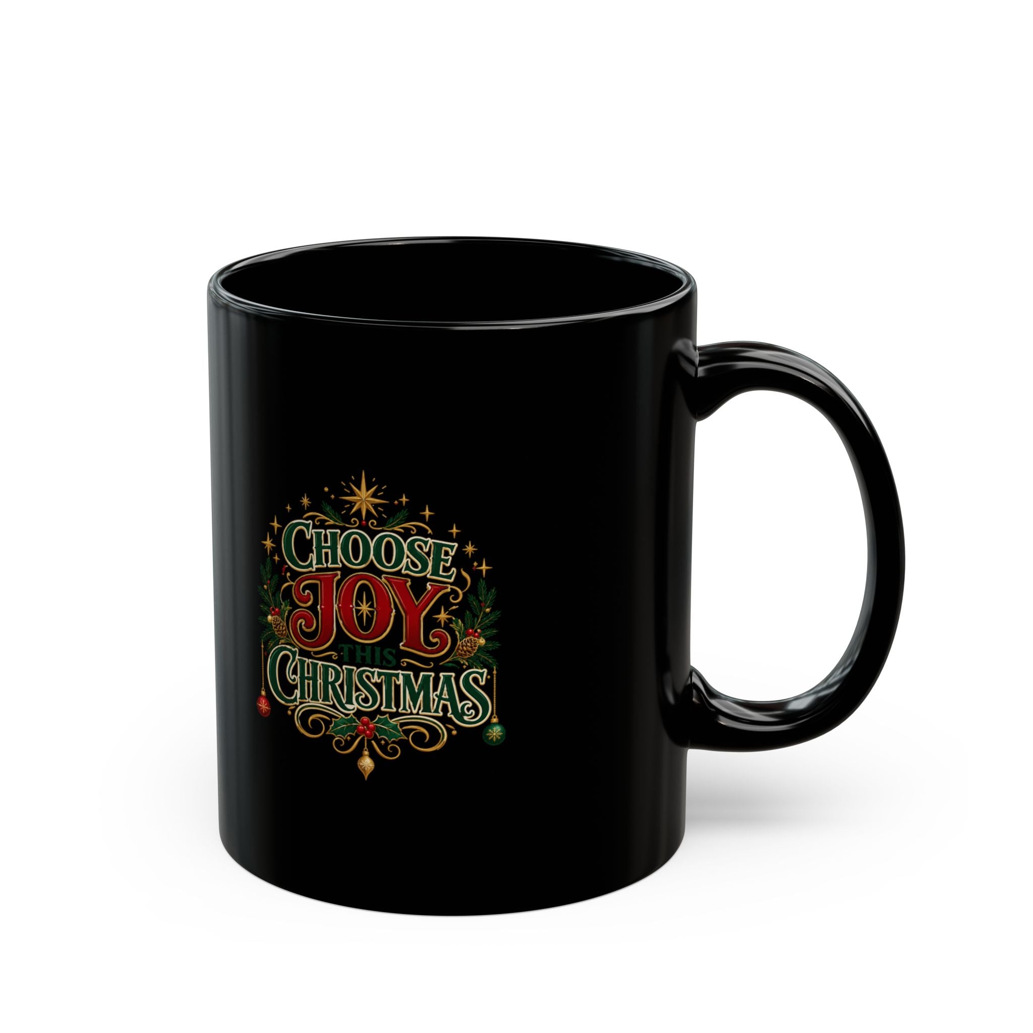 Choose Joy Christmas Mug — Festive Holiday Coffee Cup (Black, 11oz/15oz)