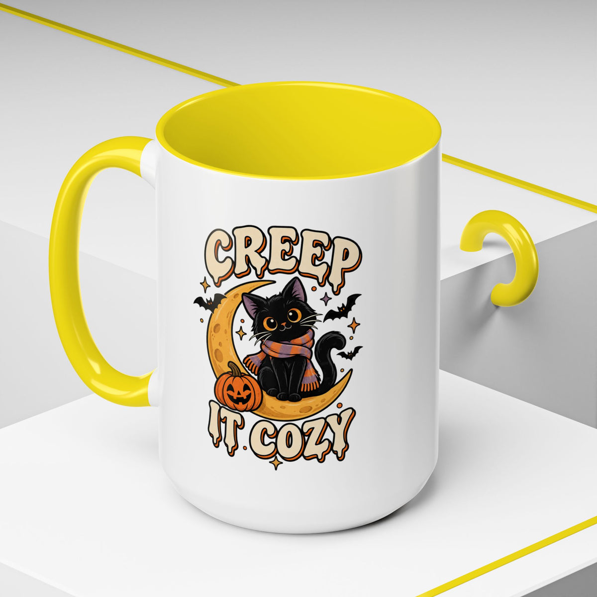 Creepy It Cozy Black Cat Halloween Accent Coffee Mug (11/15oz)