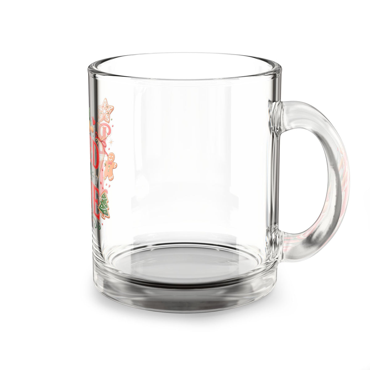 Christmas Glass Mug 10 oz Glass Mug — "Baked With Love" Holiday Baking Coffee Cup (10oz)