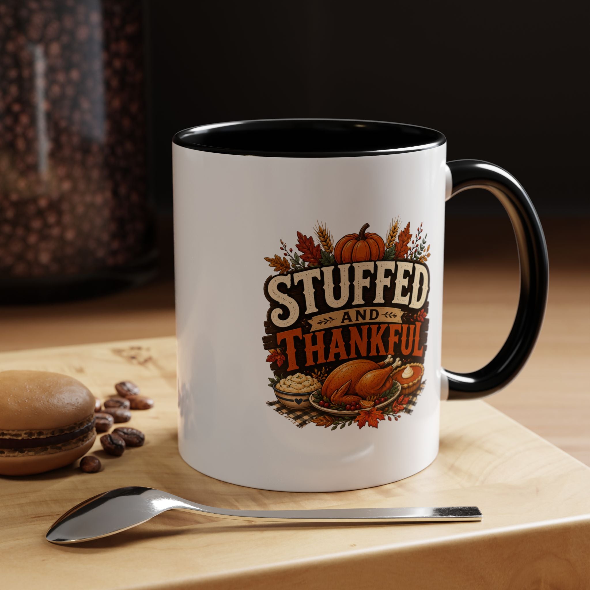 Thanksgiving Mug Stuffed and Thankful Coffee Mug — Thanksgiving Fall Holiday Kitchen Gift