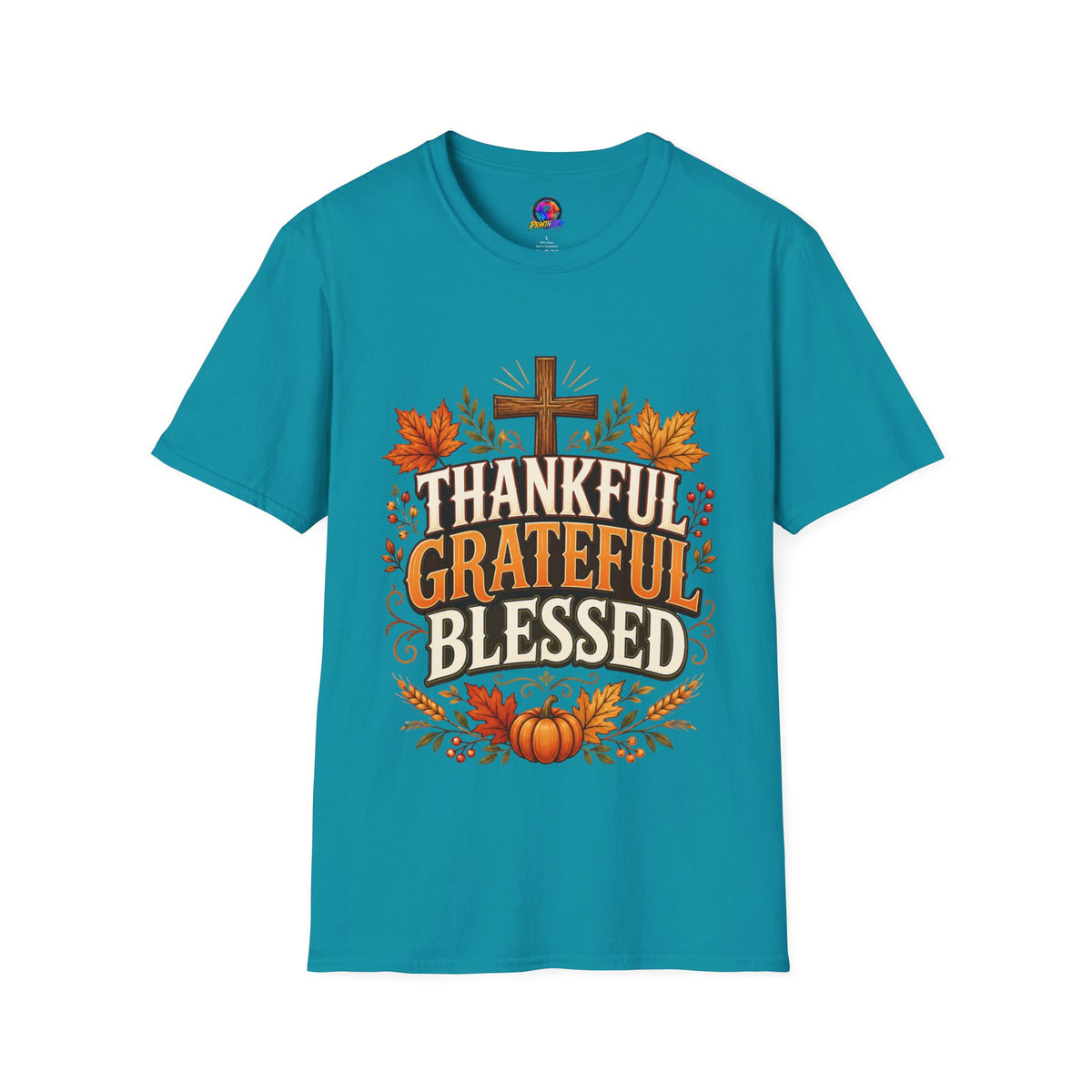 Thanksgiving T-Shirt Thankful Grateful Blessed T-Shirt — Fall Thanksgiving Christian Tee