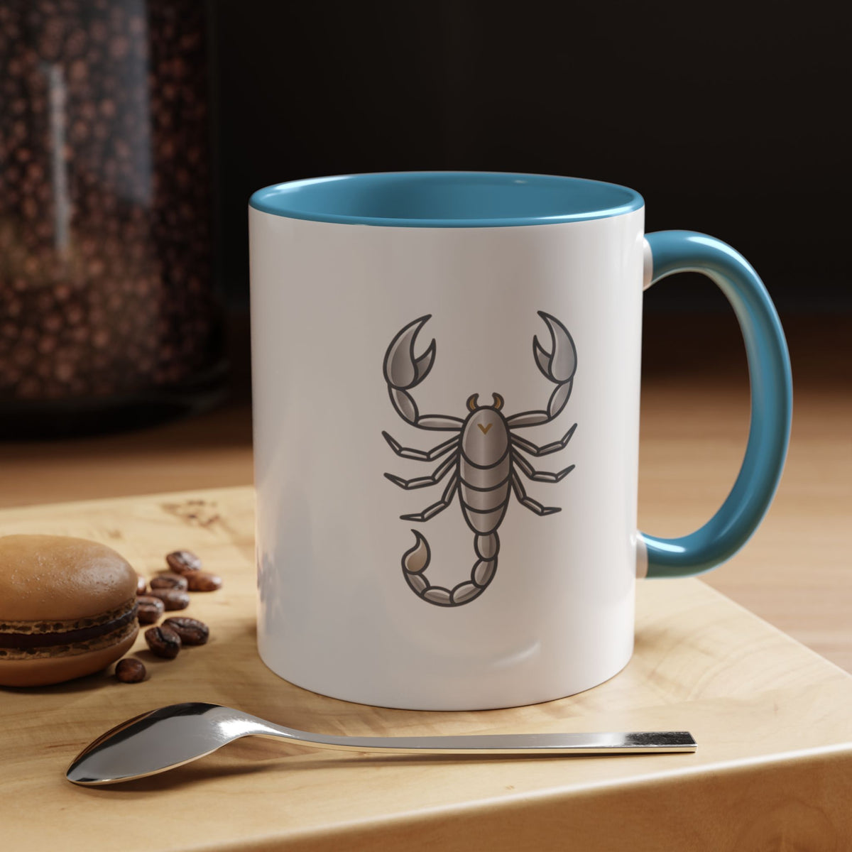 Scorpio Zodiac Accent Coffee Mug — Silver Scorpion Astrology Gift