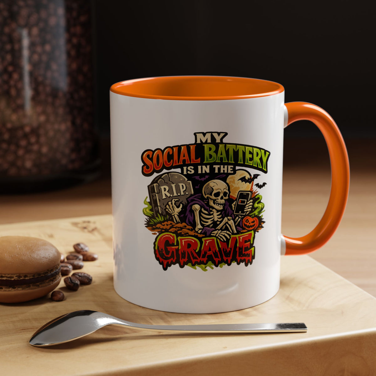 Halloween  Social Battery Is Low Accent Coffee Mug
