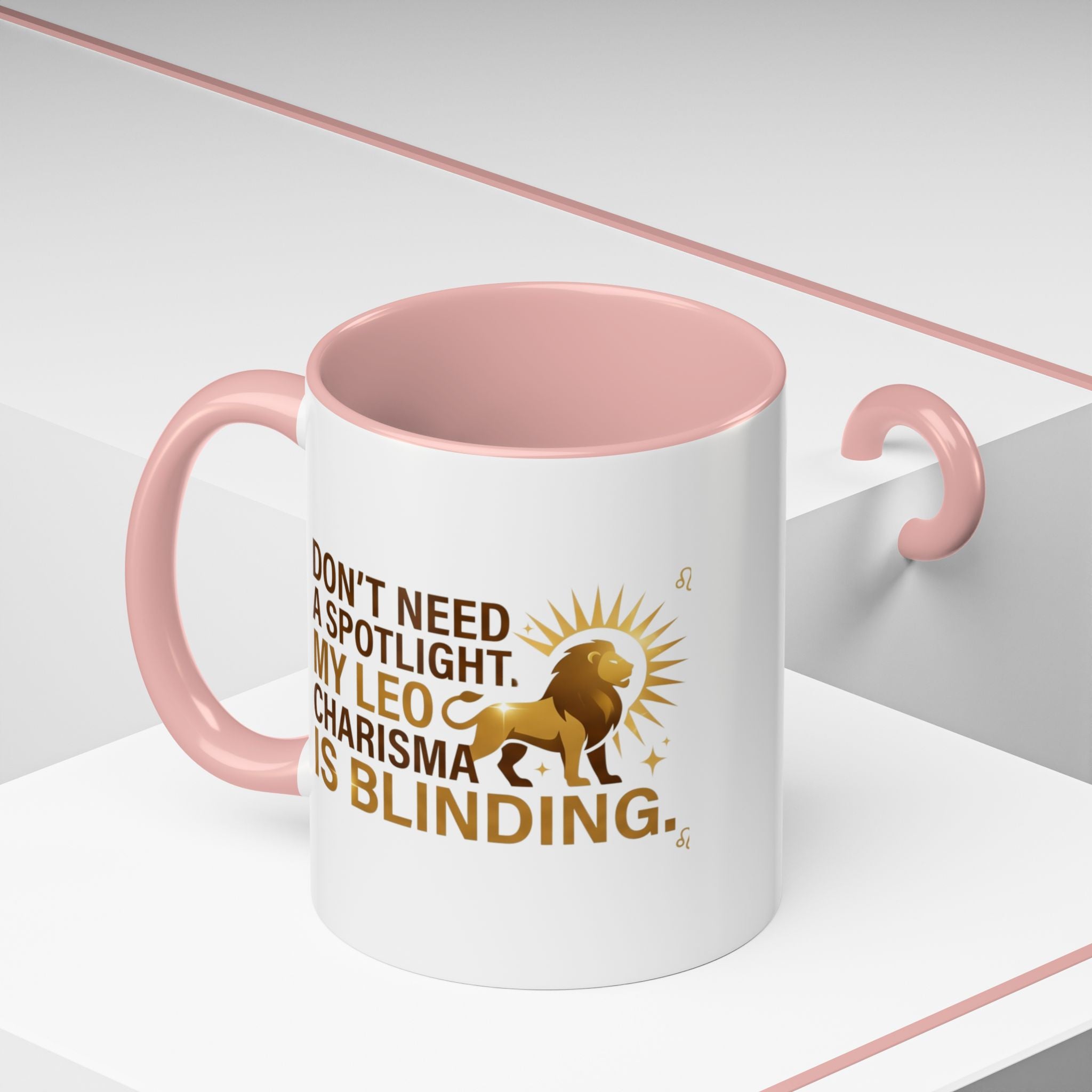 Leo Horoscope Coffee Mug — “My Leo Charisma Is Blinding” Accent Mug