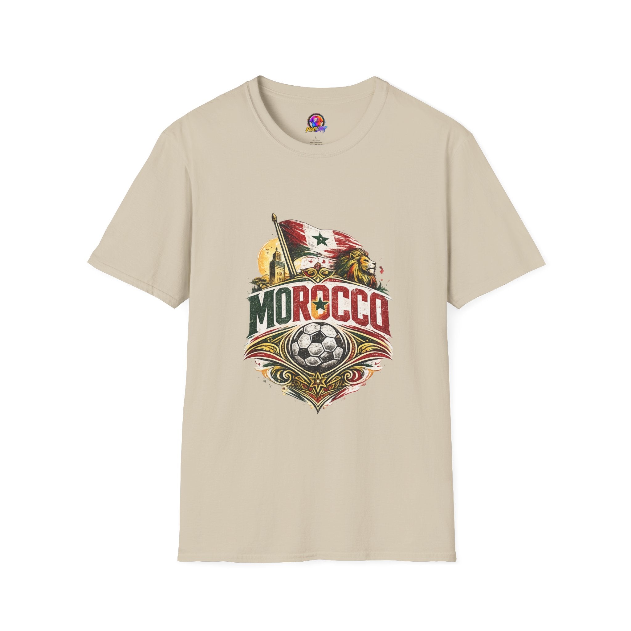 Morocco Soccer T-Shirt — Vintage Flag & Lion Football Tee