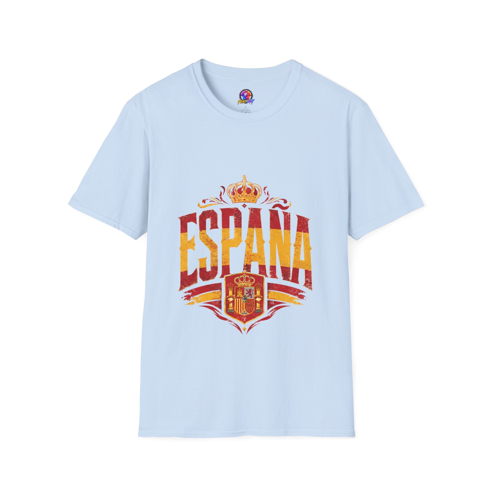 Spain Crown Graphic T-Shirt — Spanish Flag Vintage Crest Tee