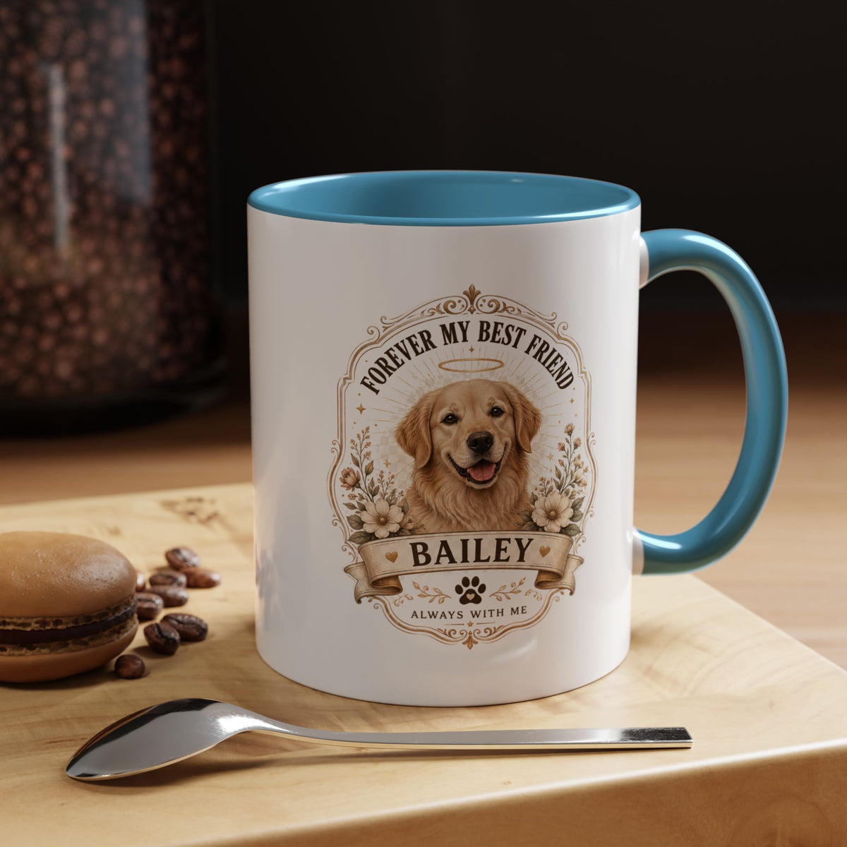 Milo Bailey Dog Dad Mom Dog Memorial Coffee Mug — "Forever My Best Friend" Personalized Golden Retriever