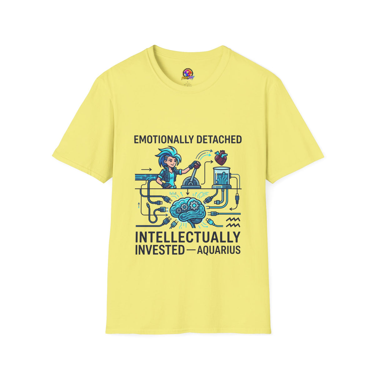 Aquarius Zodiac Emotionally Detached, Intellectually Invested T-Shirt — Aquarian Graphic Tee