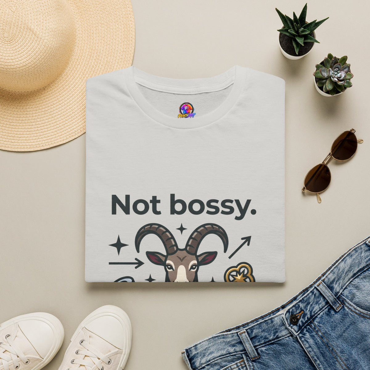 Capricorn T-Shirt — "Not Bossy, Just the Boss" Zodiac Goat Tee