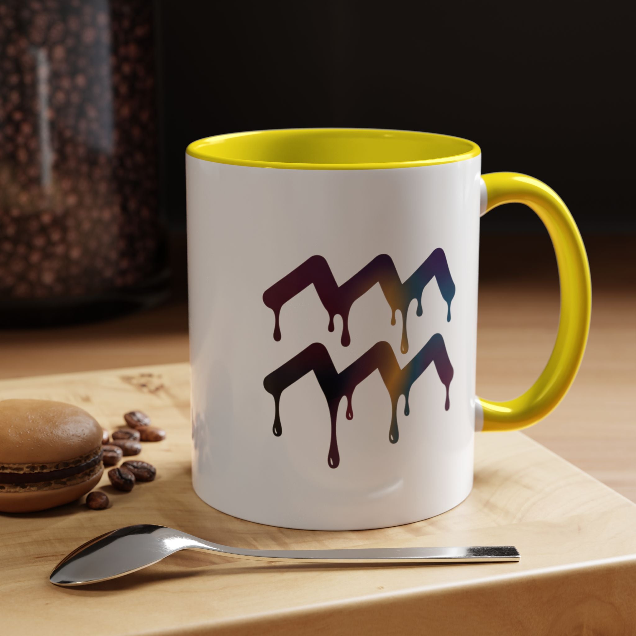 Dripping Rainbow Chevron Accent Coffee Mug — Colorful Gradient Art