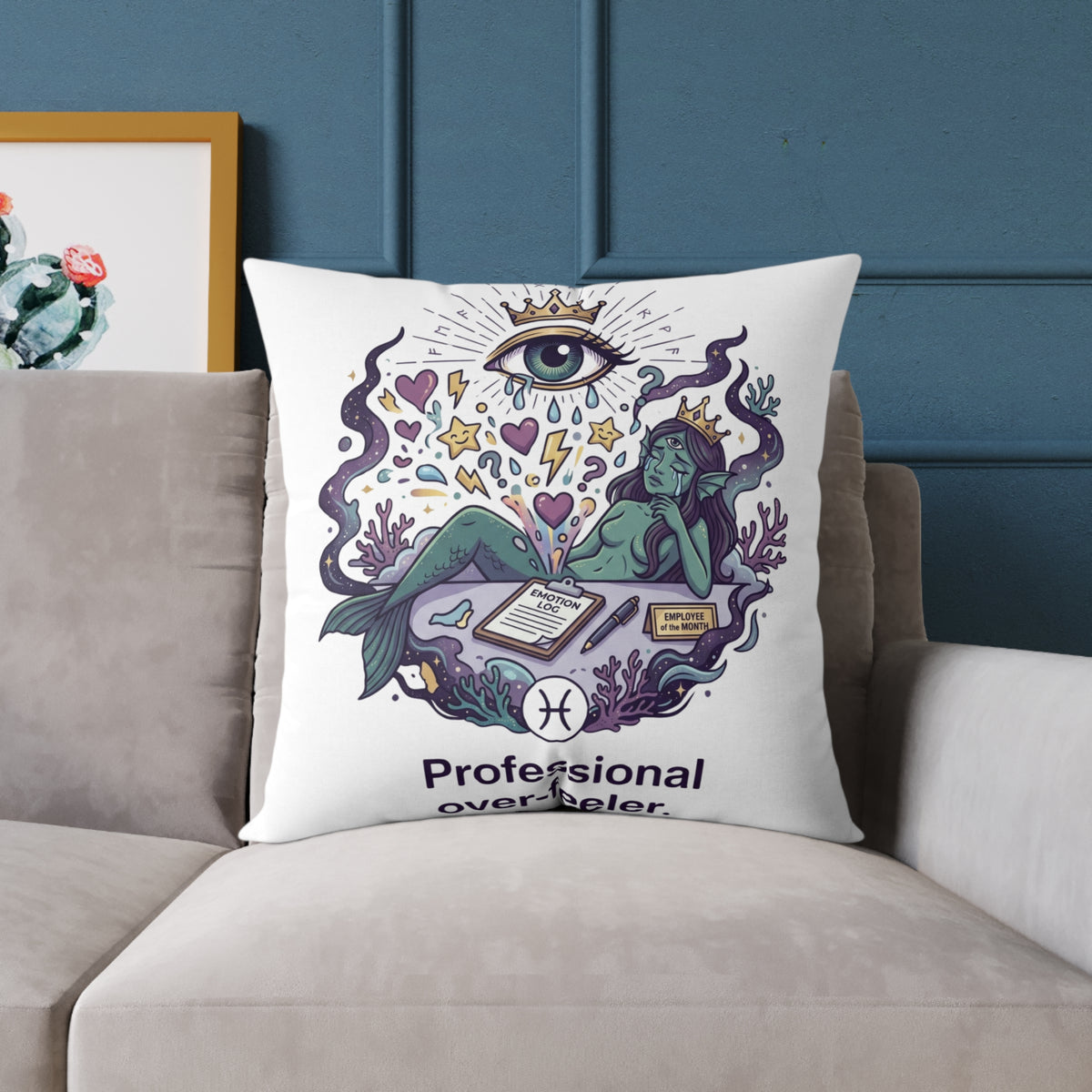 Pisces Zodiac Professional Over-feeler Square Poly Canvas Pillow
