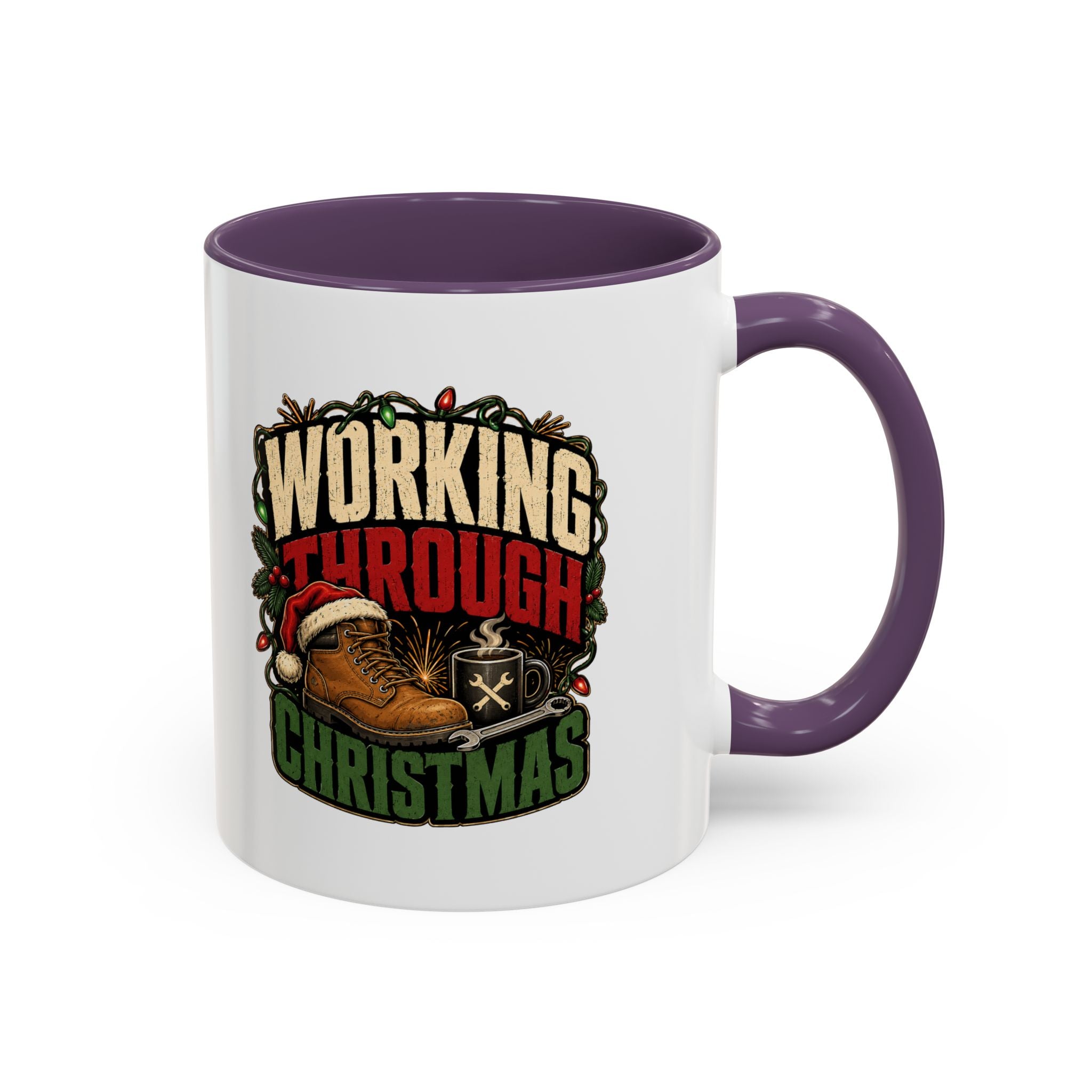 Modern Day Christmas Working Through Christmas Coffee Mug — Funny Holiday Work & Overtime Gift