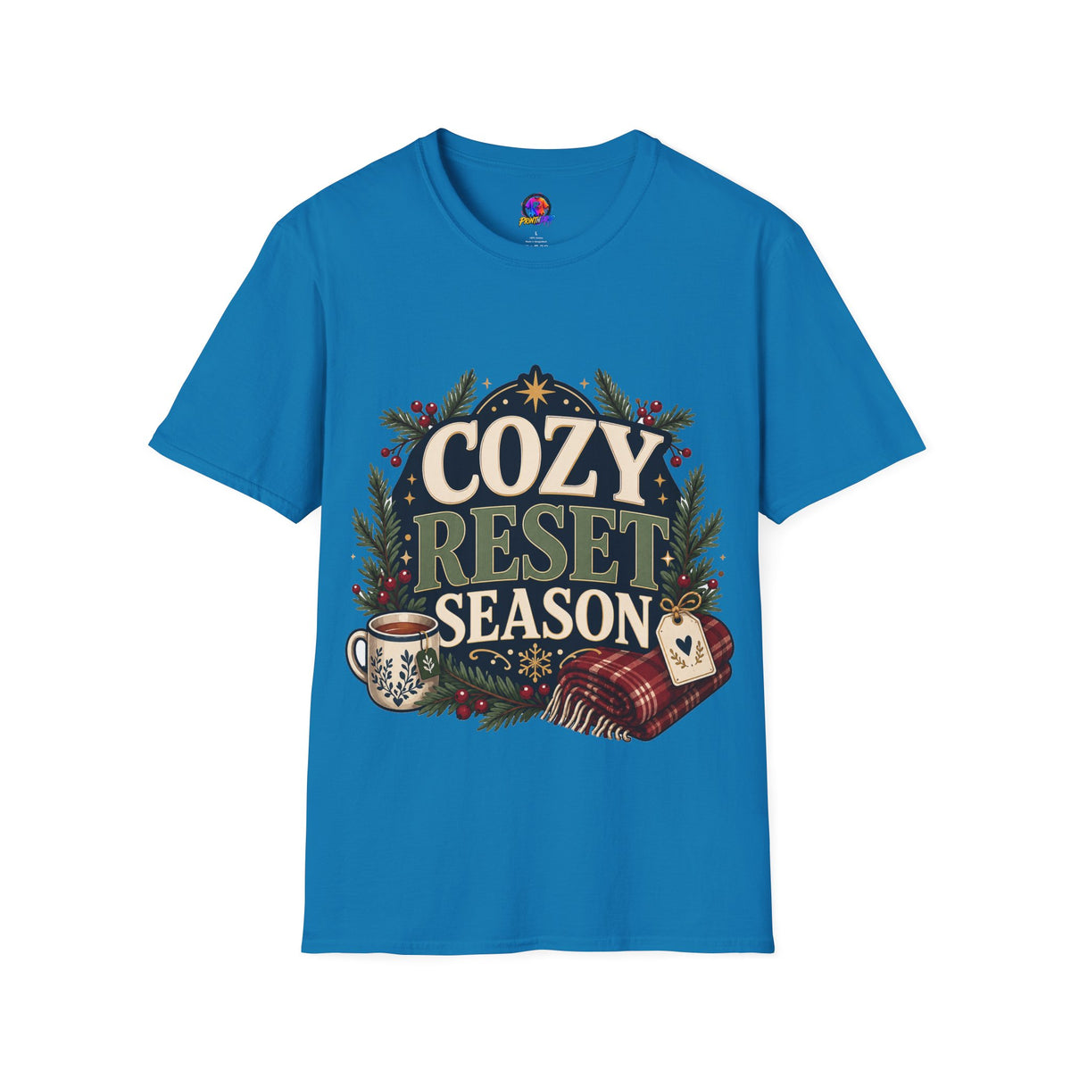 Cozy Reset Season T‑Shirt — Holiday Cozy Cabin Graphic Tee