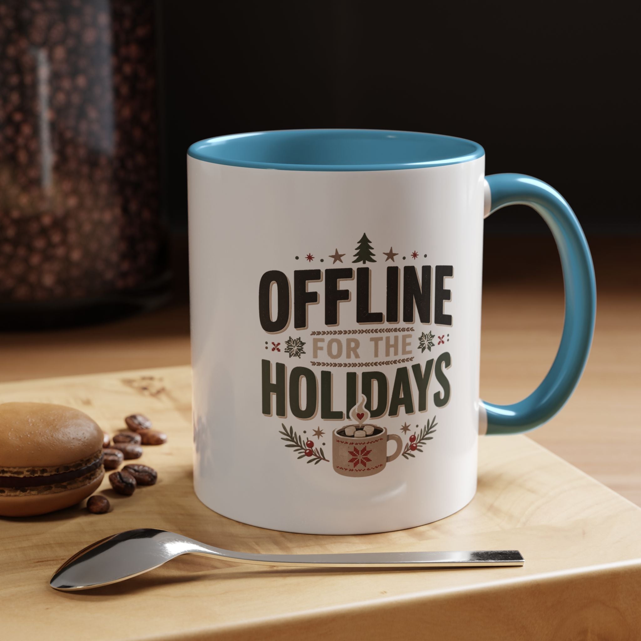 Christmas Holiday Coffee Mug — “Offline for the Holidays” Accent Ceramic Mug