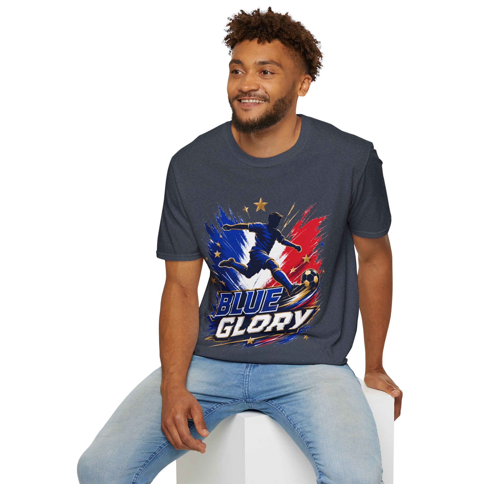 France Soccer T-Shirt — "Blue Glory" Red, White & Blue Player Graphic