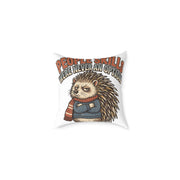 Square Pillow —Funny  ‘People Skills Were Never an Option’ Grumpy Hedgehog Decorative Throw Pillow