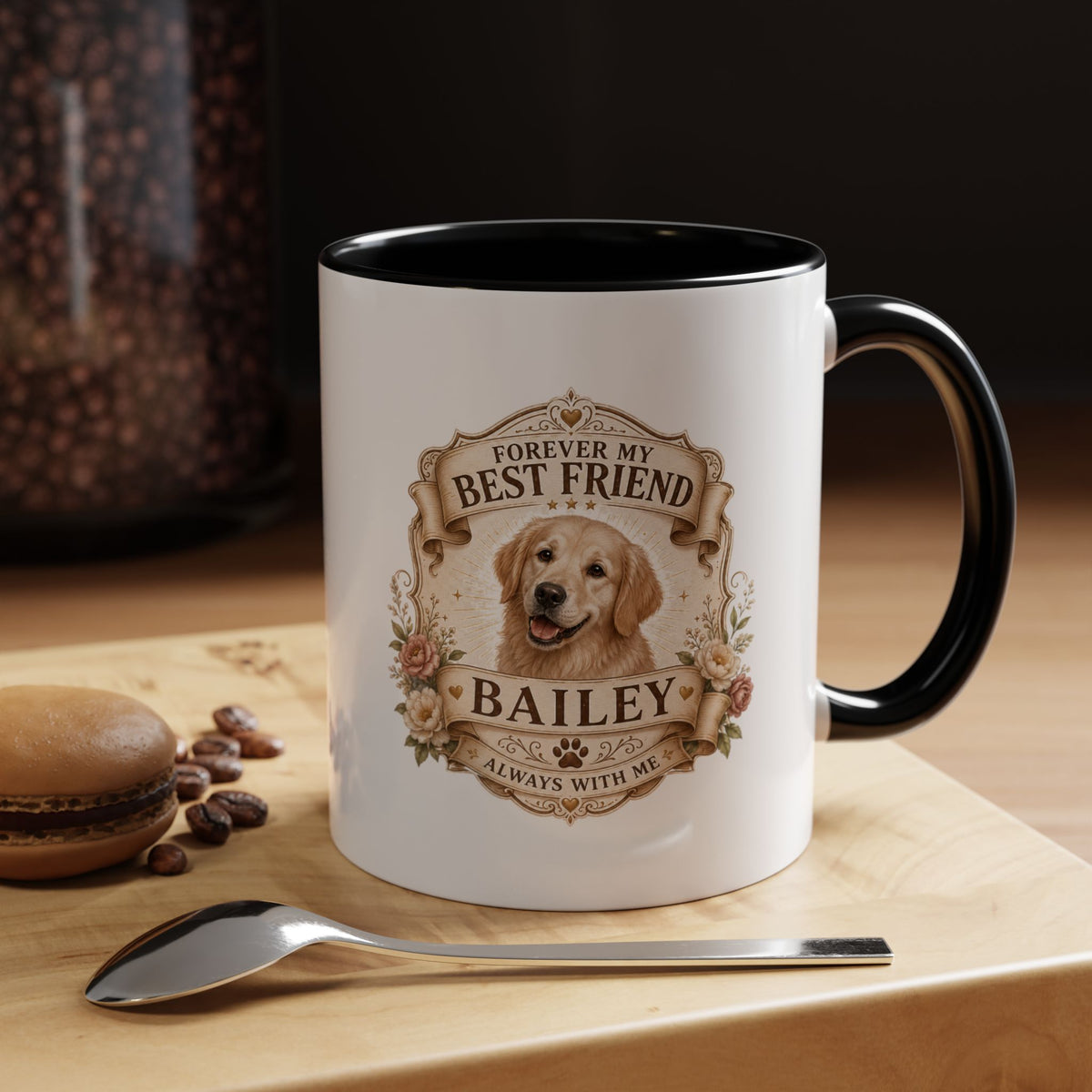 Milo Bailey Dog Dad Mom Personalized Dog Coffee Mug – "Forever My Best Friend" Golden Retriever Accent Mug