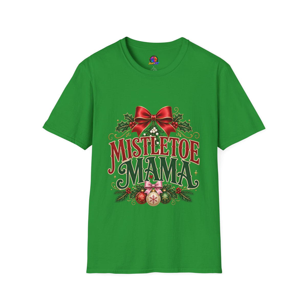 Mistletoe Mama T-Shirt — Festive Christmas Holiday Tee with Bow & Holly