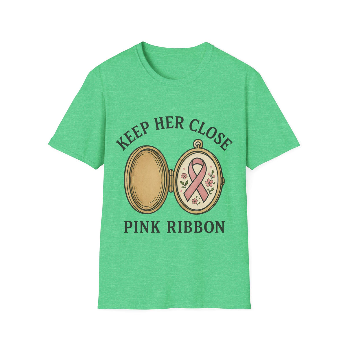 Keep Her Close Pink Ribbon Vintage Locket Graphic Tee - Trending Now - September 2026