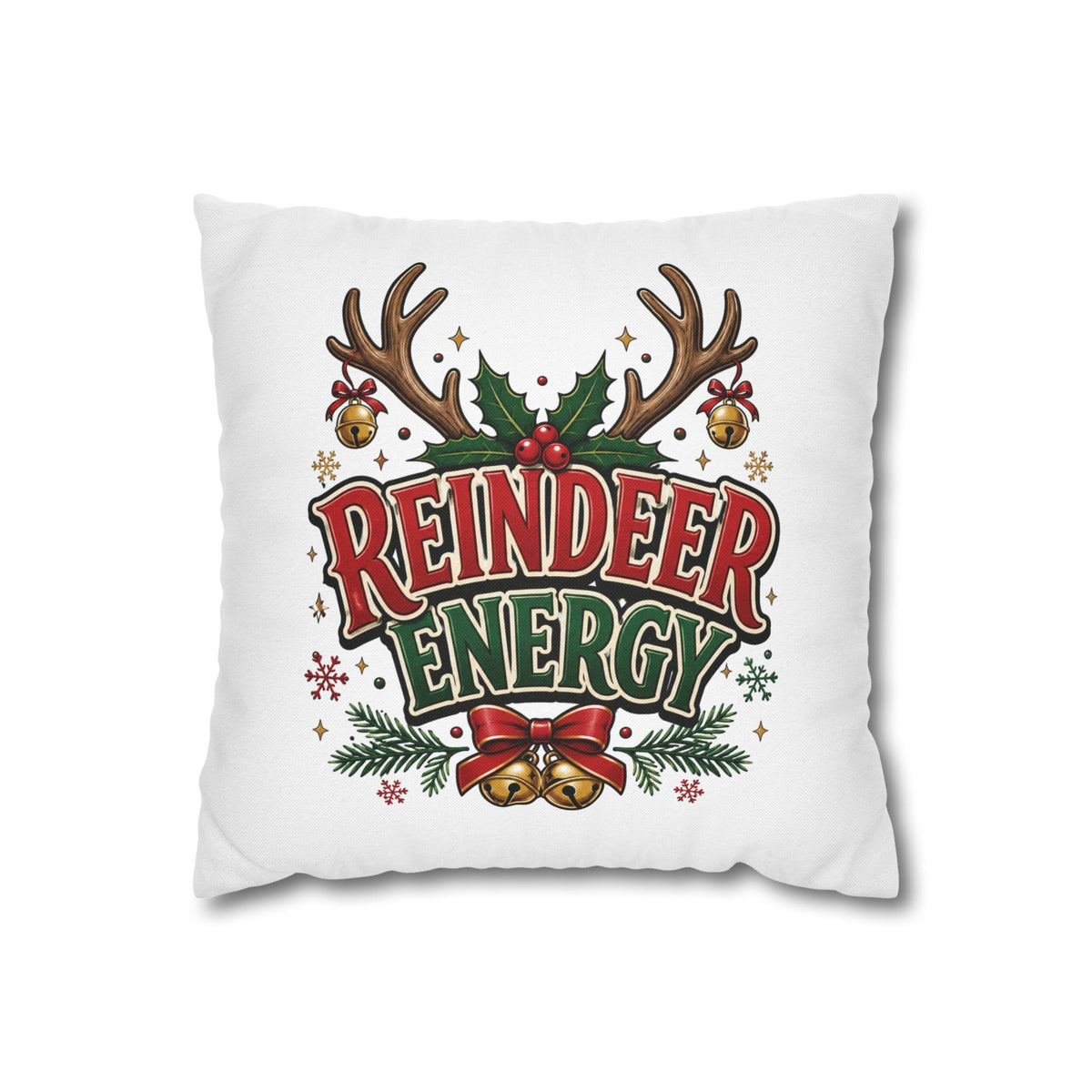 Christmas Reindeer Energy Holiday Pillowcase — Festive Christmas Decorative Throw Cover