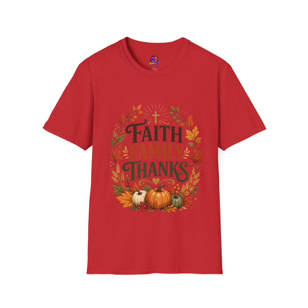 Thanksgiving T-Shirt Faith Family Thanks T-Shirt — Fall Pumpkin Thanksgiving Christian Tee